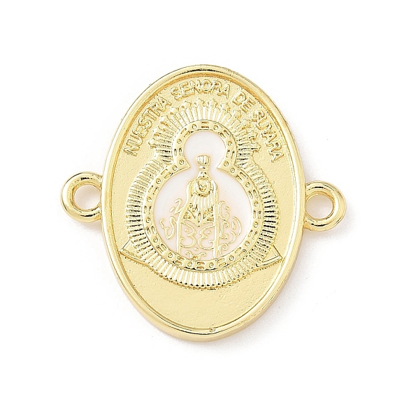 Подвески из латунной эмали, овал со словесными ссылками nuestra senora de suyara, без свинца и без кадмия, долговечный, стойки покрытие, реальный 18 k позолоченный