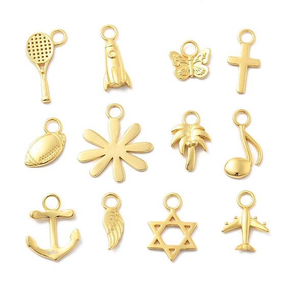 925 стерлингов серебряные подвески, золотые, с печатью 925