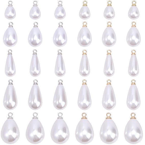 Pendentifs en perles en plastique ABS, charme de larme, avec boucle en alliage