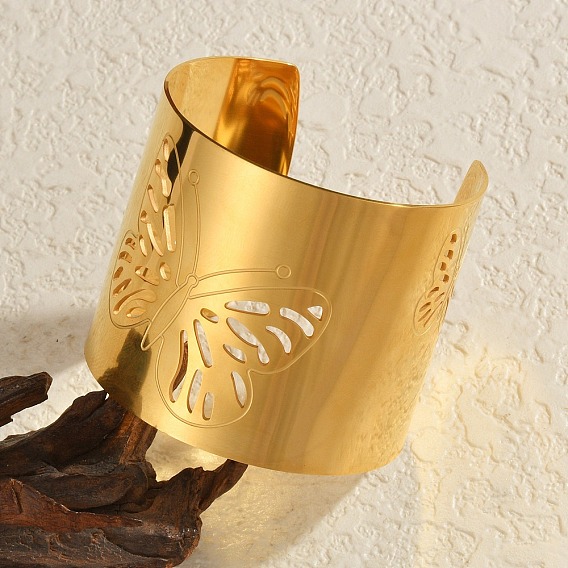 304 женские браслеты-манжеты из нержавеющей стали, бабочка