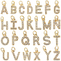 26 шт. 26 стили настоящие 18 позолоченные латунные подвески с микропаве из прозрачных кубических цирконий, алфавит, подвески с буквой az~z, с целью перехода в кольце