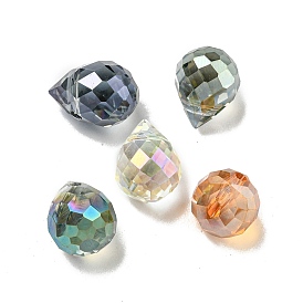 Electroplate Glass Beads, Faceted, Full Rainbow Plated, Teardrop