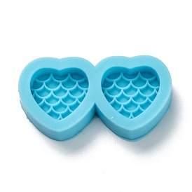 DIY Pendant Silicone Molds, for Earring Makings, Resin Casting Molds, For UV Resin, Heart with Scales Pattern