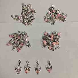 40 piezas 4 estilos ángel de cristal perla y acrílico colgante decoración, con broches de langosta de la aleación de la garra
