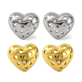 304 Stainless Steel Hollow Heart Stud Earrings