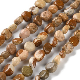 Natural Picture Jasper Beads Strands, Nuggets, Tumbled Stone