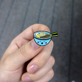 Cute Ramen Bowl Brooch Pin with Oil Droplets - Japanese Style Cartoon Accessory