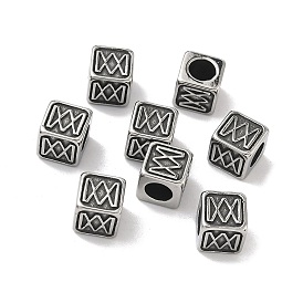 Ретро 316 бусины европейского стиля из хирургической нержавеющей стали, бусины с большим отверстием, ручная полировка, кубические