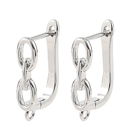 SHEGRACE Brass Hoop Earring Findings, with Loop, Cadmium Free & Lead Free & Nickel Free