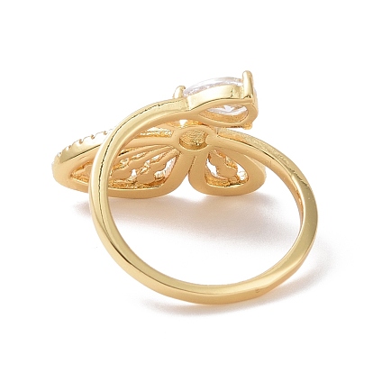Прозрачная бабочка из кубического циркония с эмалированным кольцом-манжетой сглаза, настоящие позолоченные украшения из латуни для женщин, без кадмия и без свинца
