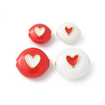 Латунь эмаль бисера, круглые с сердцем, стойки покрытие, без кадмия и без свинца, долговечный, реальный 18 k позолоченный