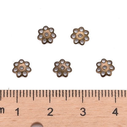Iron Bead Caps, Cadmium Free & Lead Free, Flower, Multi-Petal,6x1mm, Hole: 1mm