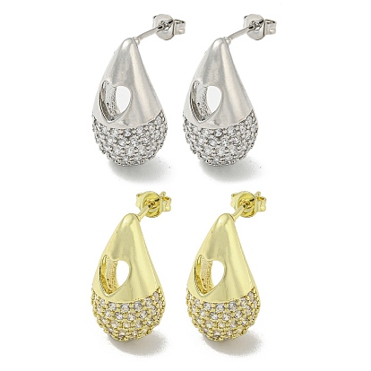 Серьги-гвоздики из латуни с фианитами, без кадмия и без свинца