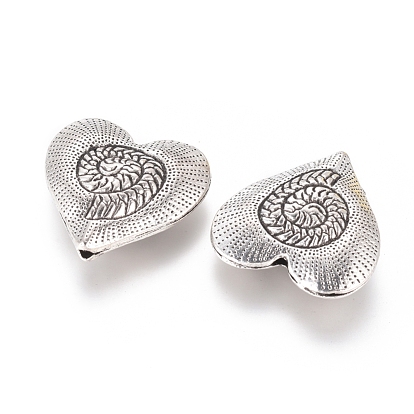 Tibetan Style Alloy Beads, Heart with Vortex