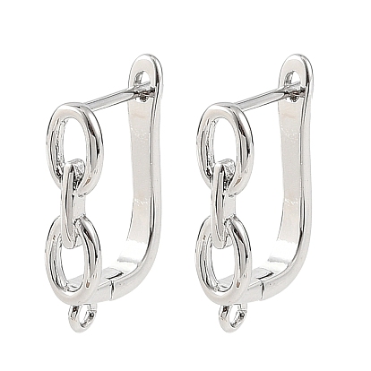 SHEGRACE Brass Hoop Earring Findings, with Loop, Cadmium Free & Lead Free & Nickel Free