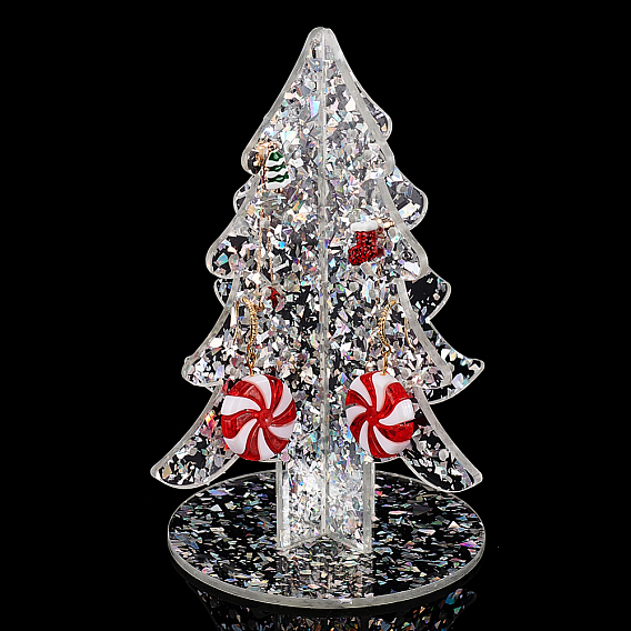 Акриловый дисплей серьги стойки, держатель для сережек в форме рождественской елки