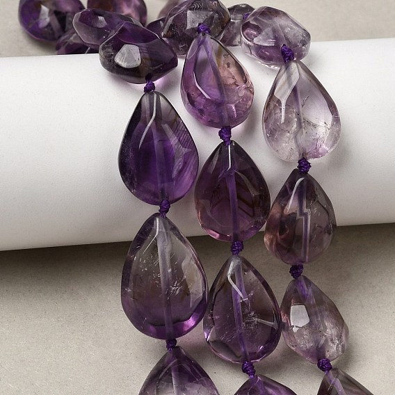 Природный аметист нитей бисера, слеза, граненые