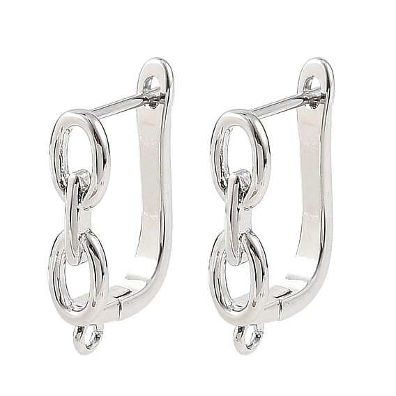SHEGRACE Brass Hoop Earring Findings, with Loop, Cadmium Free & Lead Free & Nickel Free