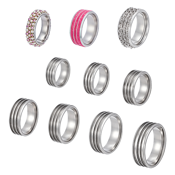 7шт. 7 размер 304 набор колец из нержавеющей стали с тройной канавкой для женщин