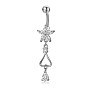 Piercing-Schmuck, kubischer Zirkiona-Nabelring aus Messing, Bauchringe, mit 304 Edelstahlleiste, Bleifrei und cadmium frei, Herzen und Blumen