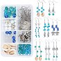 DIY Ocean Theme Earring Making Kits, include Cowrie Shell & Glass & Synthetical Turquoise Beads, Alloy Pendants, Brass Cable Chains & Earring Hooks, Iron Findings