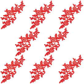 4 Pairs Leaves Polyester Embroidery Ornaments Accessories, Lace Sequins Clothing Sew on Patches, Suitable for Wedding Dress, Performance Clothes