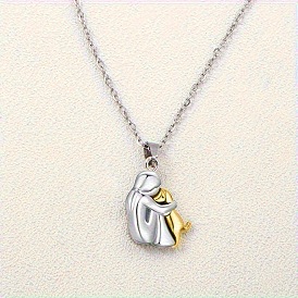 Сплав девушка обнимает щенка кулон ожерелья для женщин
