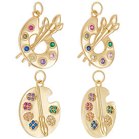 8шт 2 стильные латунные микроцветные подвески из кубического циркония, долговечный, очарование палитры красок