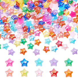 300Pcs 10 Colors Opaque Acrylic Cabochons, Imitation Pearl, AB Color Plated, Star