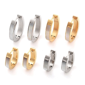 304 Stainless Steel & Natural Shell Huggie Hoop Earrings for Women, with 316 Surgical Stainless Steel Ear Pins