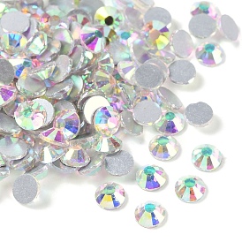 Glass Flat Back Rhinestone, Grade A, Back Plated, Faceted, Half Round