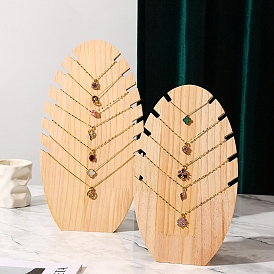 Collar de madera de visualización gradas, estante de exhibición de la joyería, hoja