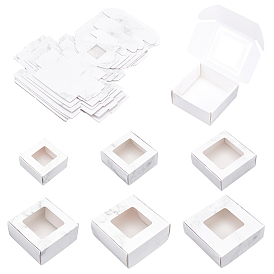 BENECREAT 24Pcs 6 Styles Paper with PVC Candy Boxes, with Square Window, for Bakery Box, Baby Shower Gift Box, Square