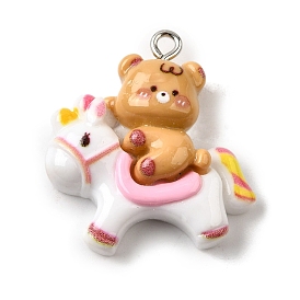 Подвески из смолы, медведь с каруселью, с железной платиной петлей