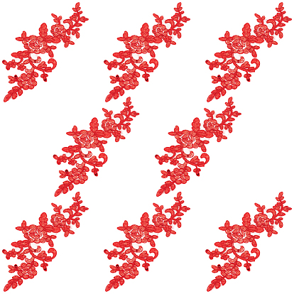 4 Pairs Leaves Polyester Embroidery Ornaments Accessories, Lace Sequins Clothing Sew on Patches, Suitable for Wedding Dress, Performance Clothes