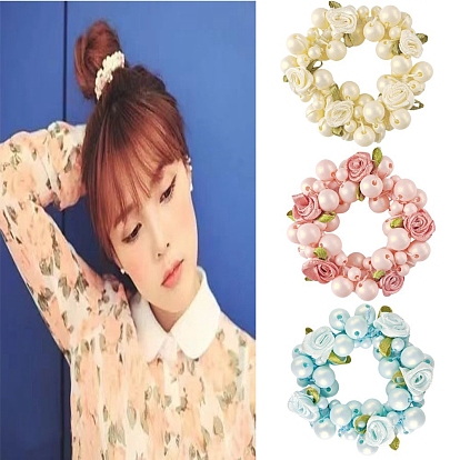 Ткань эластичные аксессуары для волос, с имитацией жемчуга, для девочек или женщин, резинка для волос / резинки для волос