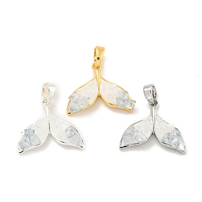 Природного кварца хрустальных подвесок, подвески из латуни и эмали в виде китового хвоста