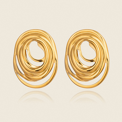 Спиральные овальные 304 серьги-гвоздики из нержавеющей стали