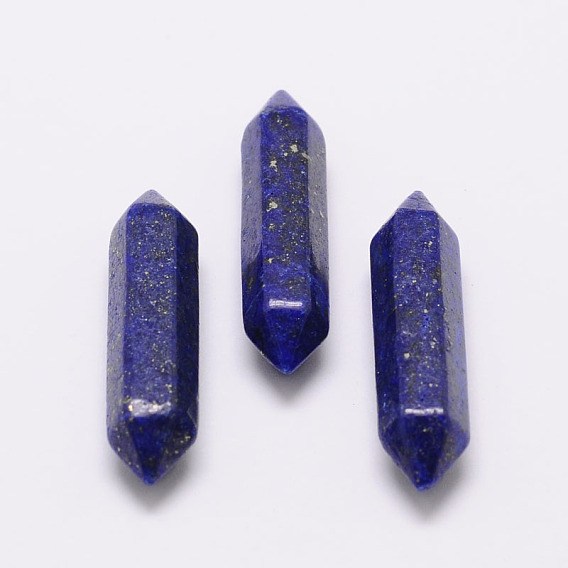 Dyed Natural Lapis Lazuli Double Terminated Point Beads, for Wire Wrapped Pendants Making, No Hole/Undrilled