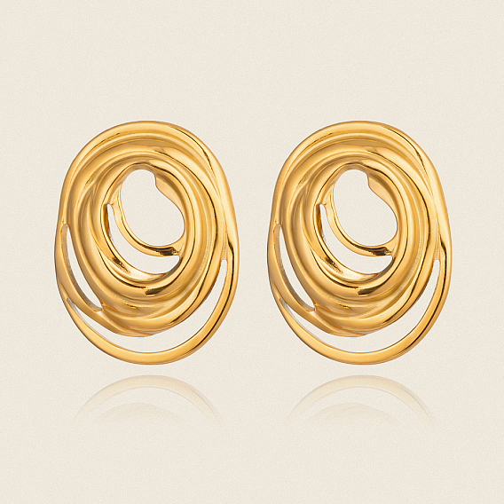 Спиральные овальные 304 серьги-гвоздики из нержавеющей стали