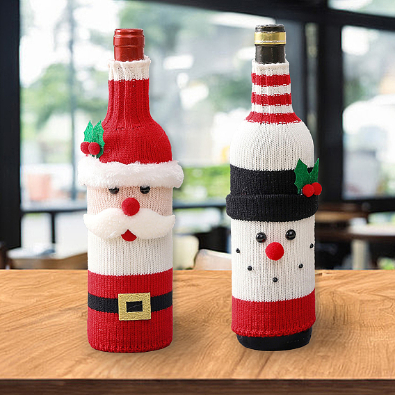 2шт. 2 стили рождественский чехол для винной бутылки из акрилового волокна, для вина подарочная упаковка украсить