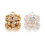 Латунные микропаве прозрачные подвески с фианитом, цветок, без никеля 