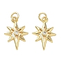 Brass Micro Pave Clear Cubic Zirconia Pendants, Sun Charms