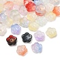 Baking Paint Glass Beads, Flower, Gradient Color, with Glitter Powder
