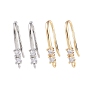 Brass Micro Pave Cubic Zirconia Earring Hooks, Fishhook