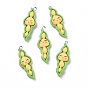 Opaque Resin Pendants, with Platinum Tone Iron Loops, Pea Shape