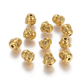 Perles de tête alliage de bouddha de style tibétain, sans cadmium et sans plomb, 9.5x10x9mm, trou: 2 mm, environ 390 pcs / 1000 g