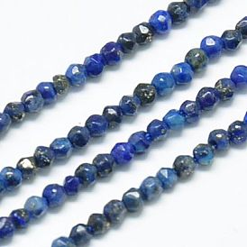 Lapis-lazuli, brins de perles naturels , facette, ronde, bleu minuit, 2mm, Trou: 0.5mm