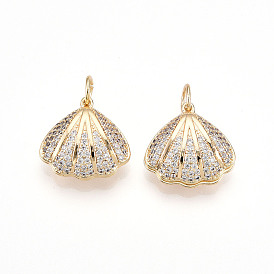 Латунные микро проложить кубического циркония подвески, формы раковины, с целью перехода в кольце, реальный 18 k позолоченный