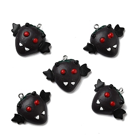 Halloween Opaque Resin Pendants, with Platinum Tone Iron Loops, Vampire Head